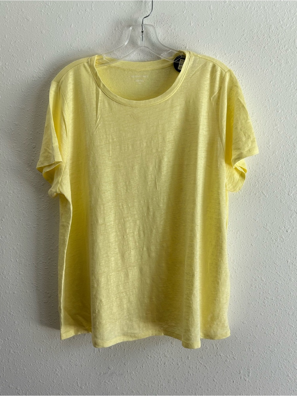 Eileen Fisher Organic Linen Shirt Top T-Shirt Women's Size L Yellow Short Sleeve - Picture 1 of 8